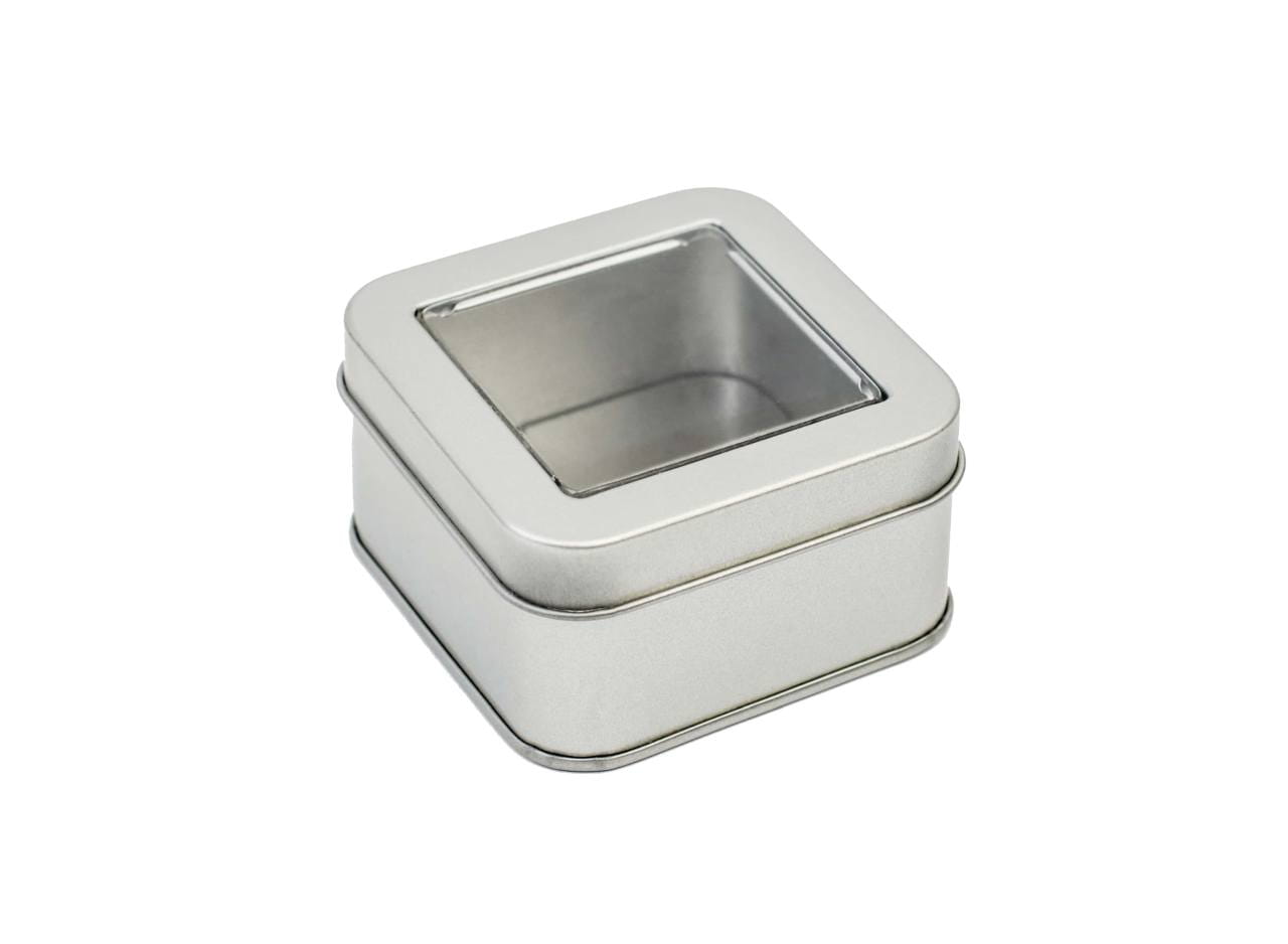 chocolate tin box with viewing window