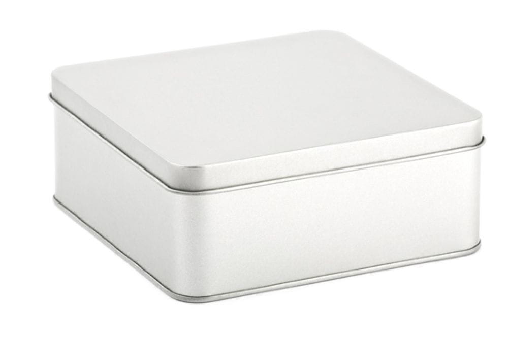 square tin box with slip lid
