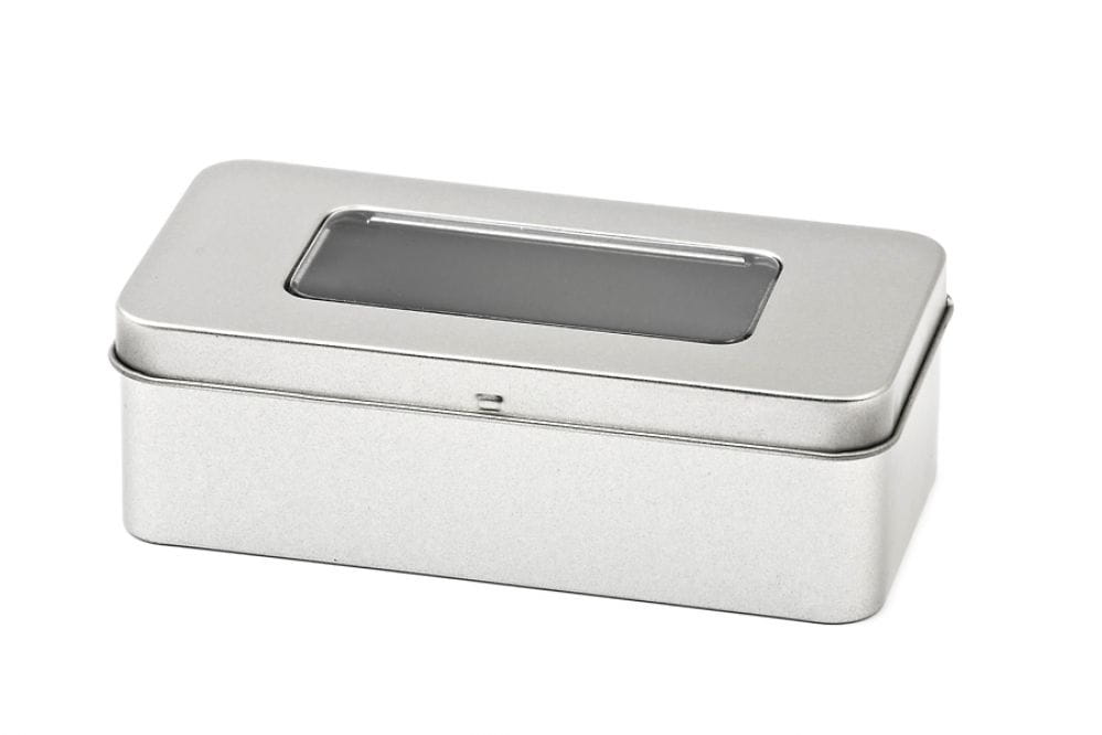 tin box with window