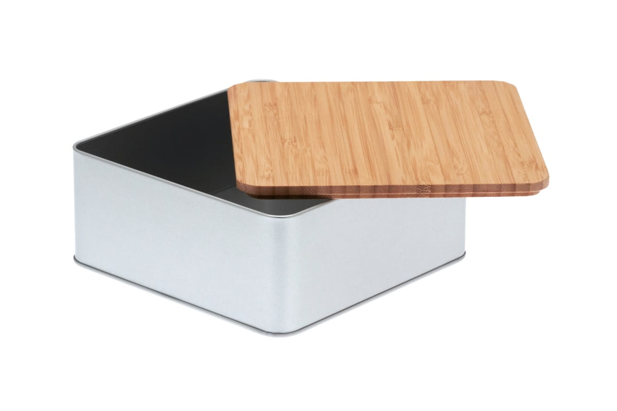 cookie tin with bamboo lid