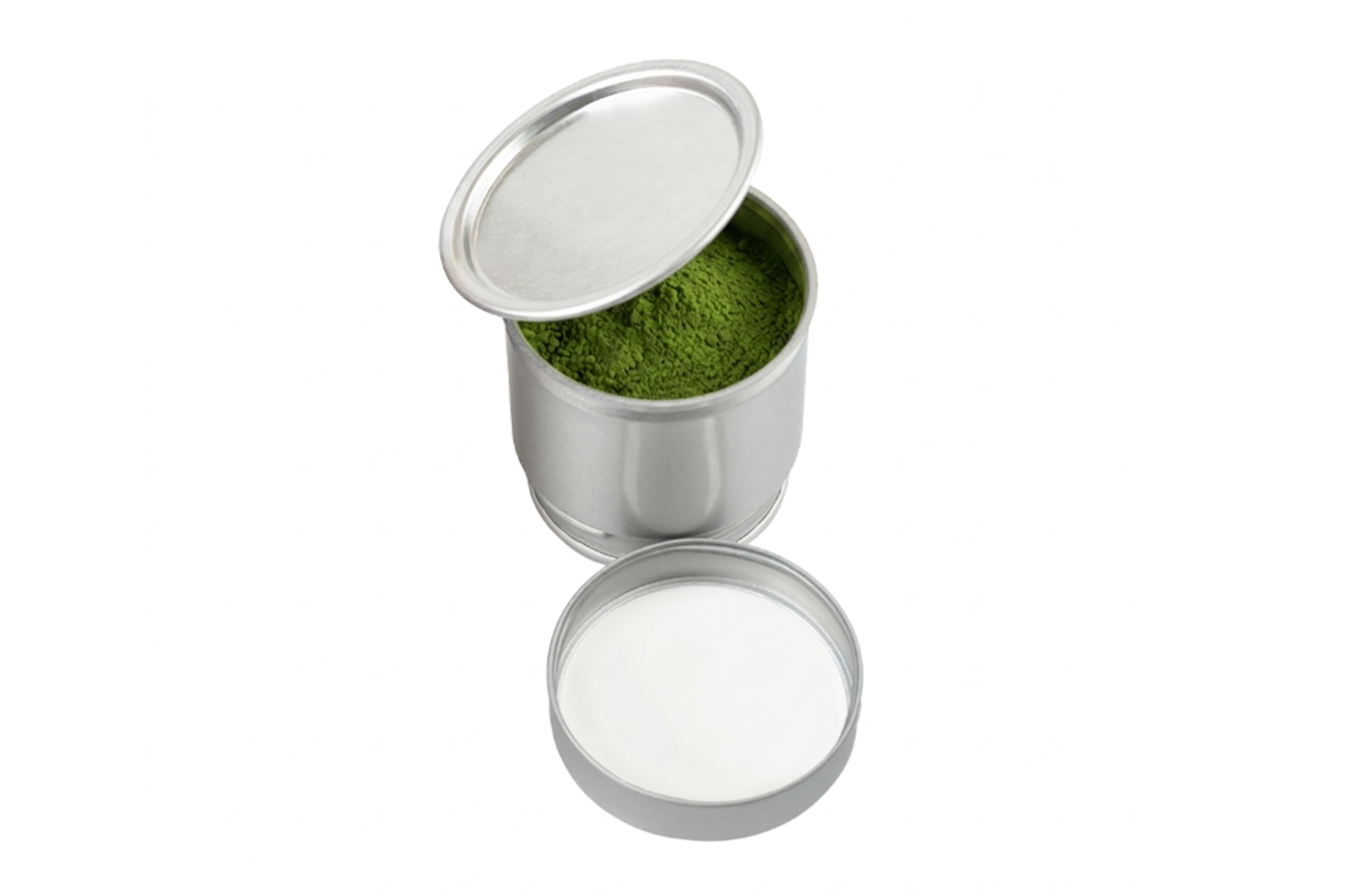 Metalldose für Matcha