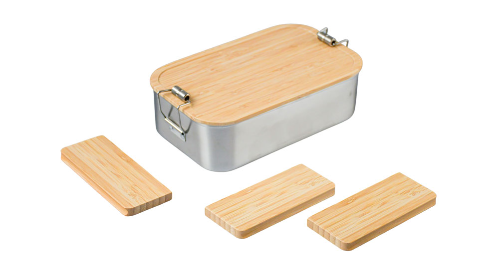 Set aus Bambus-Trennstegen und Lunchbox mit Dichtungsring, nachhaltiges Zubehör